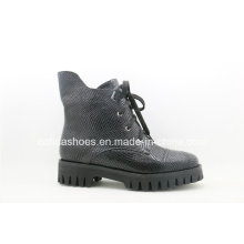 Casual European Low Heel Leather Ladies Rubber Boots